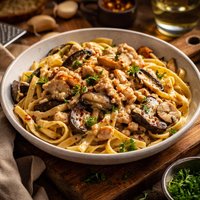 Creamy Crab and Portabella Pasta
