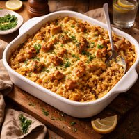 Creamy Curry Pork and Rice Bake
