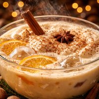 Creamy Eggnog Punch with Spiced Rum