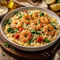Creamy Feta Orzo with Shrimp