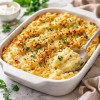 Creamy Garlic Mashed Potato Casserole