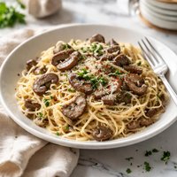 Creamy Garlic Mushroom Angel Hair
