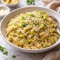 Creamy Garlic Parmesan Leeks and Rice