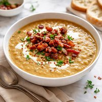 Creamy Lentil Bacon Topped Soup