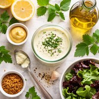 Creamy Lovage and Mustard Salad Dressing
