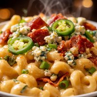 Creamy Macaroni and Cheese W Bleu Cheese Bacon and Jalapenos