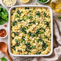 Creamy Mashed Potato Casserole with Spinach and Feta Cheese