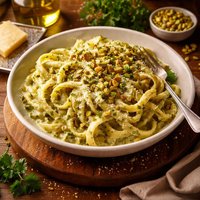 Creamy Parsley and Pistachio Fettuccine