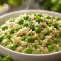 Creamy Pea Chive Pearl Barley Risotto Reduced Fat