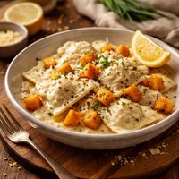 Creamy Ravioli with Squash Lemon and Chives