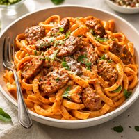 Creamy Roasted Red Pepper Pasta with Sausage