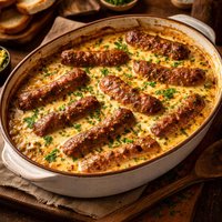 Creamy Sausage and Triple Mustard Casserole