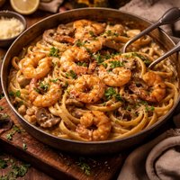 Creamy Shrimp Marsala Linguine