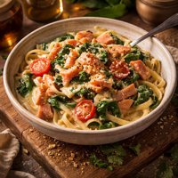 Creamy Smoked Salmon Pasta with Spinach and Tomato