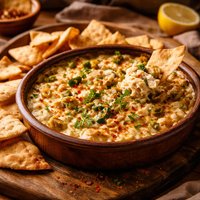 Creamy Spicy Artichoke Dip with Pita Chips