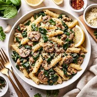 Creamy Spinach and Mushroom Penne Pasta