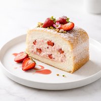 Creamy Strawberry Filled Angel Cake