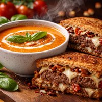 Creamy Tomato Soup and Italian Patty Melts