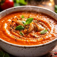 Creamy Tomato Soup with Oregano and Roasted Garlic