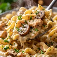 Creamy Turkey or Chicken Mushroom Noodle Casserole