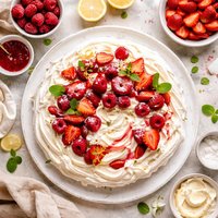 Creamy Vanilla Raspberry Pavlova