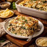 Creamy White Chicken Artichoke Lasagna