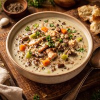 Creamy Wild Rice Soup with Smoked Turkey