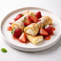 Crepes with Cheese Blintz and Fresh Strawberries