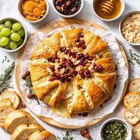 Crescent Wrapped Baked Brie with Apricots Cranberries Alm
