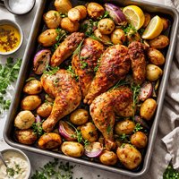 Crisp Skin High Roast Butterflied Chicken with Potatoes