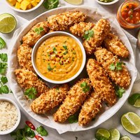 Crispy Coconut Chicken with a Apricot Curry Dipping Sauce