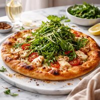 Crispy Crab Pizza with Rocket Salad Topping