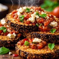 Crispy Eggplant with Spicy Tomato Feta Cheese Sauce