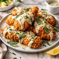 Crispy Oven Fried Chicken with Sage Gravy