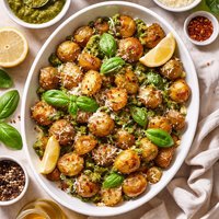 Crispy Pesto Parmesan Potatoes