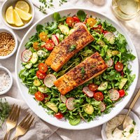 Crispy Salmon with Herb Salad