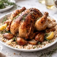 Crispy Salt Crusted Chicken with Roasted Shallots