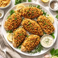 Crispy Stuffing Coated Chicken Breasts