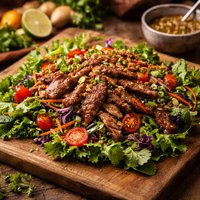 Crispy Thai Beef Salad with Ginger Lime Dressing