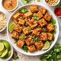 Crispy Tofu with Spicy Peanut Sauce