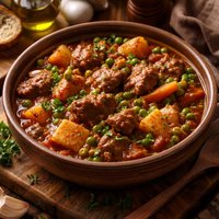 Croatian Lamb Beef Stew with Green Peas