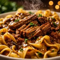 Crock Pot Brisket and Noodles