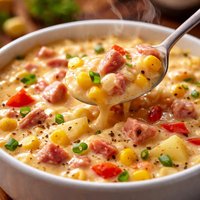 Crock Pot Cheesy Corn and Ham Chowder