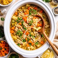 Crock Pot Chicken Noodle Soup with Sweet Potatoes