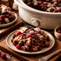 Crock Pot Chocolate Raspberry Strata