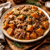 Crock Pot Garlic Pork with Sweet Potatoes
