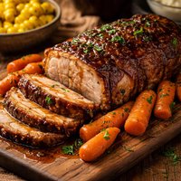 Crock Pot Glazed Pork Roast with Carrots and Corn