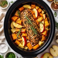 Crock Pot Pork Tenderloin with Apples and Sweet Potatoes