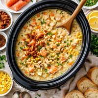 Crock Pot Salmon and Chicken Chowder