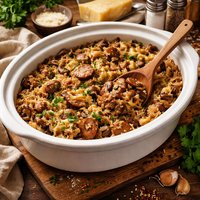 Crock Pot Sausage and Mushroom Bake